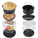 YUNYODA Air Fryer Zubehör Set, Passend Für Alle Marken, 5er Pack Halogenofen Zubehör Set Mit Kuchenform, Pizza Pfanne, Cupcake Pfanne, Grillrost E