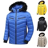 Winterjacke Herren Warm Herren Jacke Winterjacke mit Kapuze Jacket Parka Pelzkragen Funktionsjacke Outdoor Men Winterverdickung und Samt Wind und Wasserdicht Kapuzenjacke Abnehmbarer Kragen M