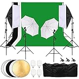 OUBO Fotostudio Dauerlicht Softbox Set, Baumwolle Hintergrund Stützsystem,Professionelles Studiosets mit Fotoschirme für Anfänger, Porträts, Produktfotografie und V