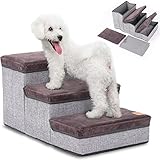 ToBu Line® Hundetreppe - hochwertige, Faltbare Haustiertreppe mit viel Stauraum in den Stufen - bis 30kg belastbar - auch als Katzentreppe geeignet - von deutschem U