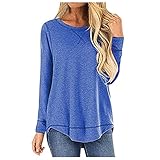 XUNN Damen Bluse Langarm T-Shirt Loser Rundhalsausschnitt Oversize Pullover Langes Sweatshirt Elegant Langarm Casual Oberteile Hemd Lose Langarmshirt Basic Top