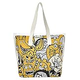 Süße Halloween Doodles Clear Tote Taschen für Frauen 2 in 1 Schultertasche Transparent Shopping Strand Tote Durchsichtig Handtasche Canvas Tasche für Konzerte, Arbeit, Date, Party