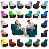 HomeIdeal - 2Farbiger Gamer Sitzsack Lounge für Erwachsene & Kinder - Indoor & Outdoor da er Wasserfest ist - mit EPS Perlen + Hocker, Farbe:Schwarz-Petrol, Größe:Erwachsene + 35x30
