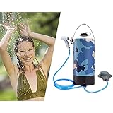 ZXNQ Campingdusche Gartendusche mit Pumpe, 10L, Duschkopf tragbare und Abnehmbarem Schlauch Duschen Beutel Shower für Reisen Wandern Klettern Sommer B