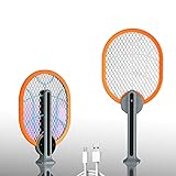 Elektrische Fliegenklatsche Profi, Wespen Abwehr, Insektenvernichter mit UV für den Innen- und Außenbereich, USB-Aufladung (Orange)