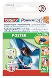 tesa Powerstrips POSTER - Doppelseitige Klebestreifen für Poster und Plakate - Selbstklebend und spurlos wieder ablösbar - Bis zu 200 g Halteleistung - 20 Stück