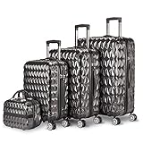 NEWTECK – Gepäck-Set 4 Rädern Prisma Carbon 3 Stück (55/65/75 cm) + Kulturbeutel, ABS + Polycarbonat, TSA-Verschluss und praktischer Innenausstattung. Reisekoffer-Set, robust,