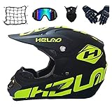 Motocross Helm Set mit Brille Handschuhe Maske Motorrad Netz, Kinder Crosshelm D.O.T Standard Kinder Quad Bike ATV Go-Kart-Helm (M)
