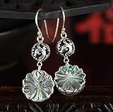 WOZUIMEI Chinesische Ohrringe Eardrop S925 Silberschmuck Antike Hohle Thailändische Silberschale Silber Geschnitzte Blumenohrringe Literarische OhrringeAb