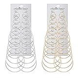 Finrezio 24 Paare Creolen Set Großer Kreis Ohrring Gold/Silber-Ton Modeschmuck Für Frauen M