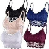 MISHUO 5ps Spitze Bralettes für Frauen ohne Bügel Sport BH mit Gepolstert für Yoga Fitness Laufen Drahtloser Bandeau-BH