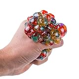ZXVC Squishy Mesh Ball sensorisches Spielzeug Stress Relief Squeeze Traube Bälle lindern Druckbälle Hand Fidget Spielzeug Gehirn Spiel für Kinder & Erwachsene 6,4 cm (zufällige Farbe, 1 Stück)