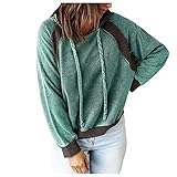 STOREYH Damen Einfarbig Pullover Hooded Tops Outwear Lässig Loose Drawstring Langarm V-Ausschnitt Pulli Hoodie Oberteile Mäntel Herbst Winter Bequem Atmungsaktiv Tee Frauen Bluse Wickel Tunika T-S