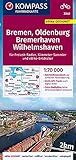 KOMPASS Fahrradkarte Bremen, Oldenburg, Bremerhaven, Wilhelmshaven 1:70.000, FK 3340: reiß- und wetterfest mit Extra Stadtplänen (KOMPASS-Fahrradkarten Deutschland, Band 3340)