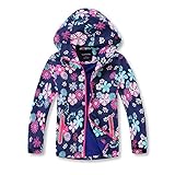 YuanDiann Mädchen wasserdichte Jacke Herbst Winter Baumwolle Gepolstert Warm Fleece Softshelljacken Drucken Verdicken Regenjacke übergangjacke Kinder Mantel für 110-150cm Dunkelblau 120