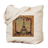 CafePress Einkaufstasche Eiffelturm, Vintage-Schriftzug, Paris, Canvas, Khaki, M