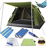 HONYGE LXGANG Camping Familienzelt Pop Up Dome Instant-Familienzelt mit Vorzelt und Mat Wind und warm for Angeln Camping Wandern Außenzelt, Metall, Zelt C, 220X210X145CM D