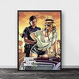 koushuiwa Plakat Kunst Druck Wand Poster GTA 5 Grand Theft Auto V Spiel Wandkunst Bild Leinwand Gemälde Ac1417 Ungerahmt 50X70C