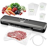 Herrfilk Vakuumiergerät mit 15 gratis Vakuumierbeutel und Vakuumschlauch, Vakuumierer fürTrockene und Feuchte Lebensmitteln, Fleisch, Gemüse Bleiben, 30cm lange & stabile Schweißnaht, 60