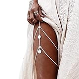 Tukistore Körperschmuck Damen Beinkette Münzen Anhänger Körperkette,Bikini Thigh Leg Tassel Chains Coins Pendant Crossover Body Jewelry