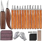 NRANSON Holz Carving Tools Set, Holz Carving Hand Werkzeuge für Anfänger mit Whittling Messer Detail Holz Carving Messer und 12pcs SK2 Carbon Stahl Holz Carving M