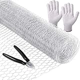 Celyoce Huhn Draht Netz für Handwerk Projekte 0,4 m x 5 m Leichte Verzinkte Sechseck Draht Mesh mit Mini-Zange und H