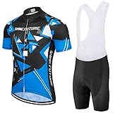 shine future Herren Radtrikot Set Herren Fahrradbekleidung Set Fahrradbekleidung Fahrrad Trikot mit Sitzpolster Atmungsaktiv Schnelltrocknend für Radsport (Kurzarm-Radtrikot-Set, XX-Large)