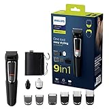 Philips 9-in-1 Multigroom MG3740/15, Barttrimmer, Haarschneider, Ohr- und Nasenhaartrimmer, selbstschärfende Metallklingen, 60 Min. Akkulaufzeit, Aufbewahrung