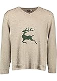 OS Trachten Herren Strickpullover Feinstrick Pullover mit V-Ausschnitt Skawo, Größe:52, Farbe: