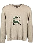 OS Trachten Herren Strickpullover Feinstrick Pullover mit V-Ausschnitt Skawo, Größe:52, Farbe: