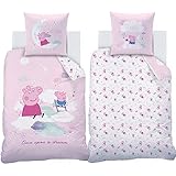 BERONAGE Peppa Wutz Pig Kinder-Bettwäsche Dream Rosa 135 x 200 cm + 80 x 80 cm 100% Baumwolle in Biber-Flanell-Qualität George Grampy Rabbit Mama Papa Mümmel deutsche Größe mit Reiß