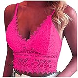SSLLH Damen BH Sexy Spitzen Bralette Ohne Bügel Push Up Büstenhalter Yoga Spitze Sport Bustier für Frauen Spaghettiträger Verstellbare Bra Top Crop Top Weste Dessous Komfort V-Ausschnitt Leib