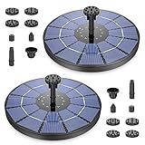 AISITIN 2PCS 3.5W Solar Springbrunnen Solar Teichpumpe mit Solar Panel Eingebaute Batterie Wasserpumpe Solar Schwimmender Fontäne Pumpe mit 6 Fontänenstile für Garten, Vogel-Bad,Teich,Fisch-B