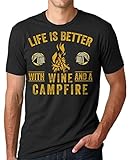 Silk Road Tees Männer-Camping T-Shirt Lagerfeuer Camp-T-Shirt Wein-T-Shirt Large Hellb