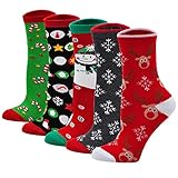 LOFIR Bunte Lustige Socken Damen Weihnachtssocken Tiermuster Strümpfe aus Baumwolle Mädchen Socken Weihnachten Geschenk für Frauen, Größe 35-41, 5