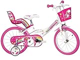Dino Bikes 164R-UN Kinderfahrrad Fahrrad, Weiß/Pink, 16 Z