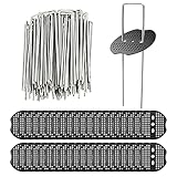 S-JIANG 80 Pack Bodenanker Erdanker Heringe für Zelt, 3mm Durchmesser Erdnagel für Unkrautvlies Gartenvlies Zelt oder Netz 40x150mm 40 pcs Bodenanker und 40 pcs Pufferscheib