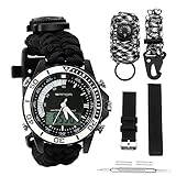 BlueStraw Digital Survival Watch Wasserdicht Emergency Military Digital Dual Dial Sportuhr mit 3 Multifunktions Austauschbare Survival Armband Armb