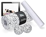 Jung & Durstig Original 2in1 Faszienrollen Set mit Ebook Training | Duoball 12 cm Weiß inklusive Übungen | 2in1 Massagerolle Set | Schaumstoffrolle für Wirbelsäule, Nacken & Beine zur Selbstmassag