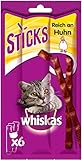 Whiskas Sticks – Katzensnack mit Hühnchengeschmack – Unwiderstehliches Geschmackserlebnis – Viele Vitamine und Mineralstoffe – 14 Packungen à 36g
