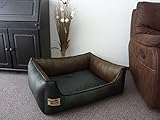 Hundebett Hundesofa Schlafplatz Kunstleder Similpelle 105 cm X 80 cm schwarz und b