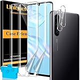 [2+2 Stück] UniqueMe 2 Stück Schutzfolie für Huawei P30 Pro/P30 Pro New Edition und 2 Stück Panzerglas Kameraschutz, Displayfolie [Maximale Reichweite] [Blasenfrei] Soft HD TPU Folie Display