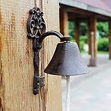Lqdp Türklopfer Retro-Stil Gießerei Eisen Wandbehang Türklingel, Manuell schüttelnde Wandglocke zum Aufhängen für Garten/Terrasse/Villa-Dekor, Dinner-Glocke im F