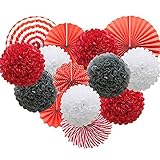 ACTTGGJ 14 er Pompons Deko Rot Hochzeitsdeko,Seidenpapier Basteln Pompoms，Taufe Konfirmation Deko Mädchen，Party Hochzeit Deko，Kommunion Dekoration für Geburtstag，Hochzeit，Valentinstag（Rot Anzug）