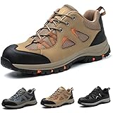 ISOOUS Sicherheitsschuhe Herren Damen Arbeitsschuhe S3 Schutzschuhe mit Stahlkappe Sportlich Schuhe Atmungsaktiv Khaki 41