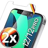 UTECTION 2X Schutzglas für iPhone 12, iPhone 12 Pro (6.1') - Perfekte Anbringung Dank Rahmen - Premium Displayschutz 9H Glas - Front Schutz Vorne - Folie Schutzfolie Schutzglas - 2 Stück