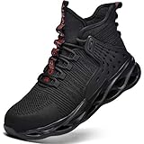 TimGoss Arbeitsschuhe Herren Damen s3 Sicherheitsschuhe Leicht Sportlich Atmungsaktiv Stahlkappen Schutzschuhe 787 Black 41