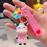 SZLGPJ Neue kreative Silikon Tier Kuh Katze Ente Schlüsselanhänger Persönlichkeit Cartoon Süßes Auto Schlüsselanhänger Ring Tasche Anhänger cm M