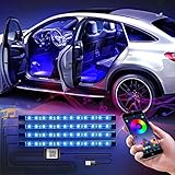WILLED LED Innenbeleuchtung Auto, 4pcs 48LED Auto RGB Strips Wasserdichte Innenraumbeleuchtung, APP Steuerbare mit Musik Synchronisation, Multi DIY mehrfarbig Fußraumbeleuchtung, 5V USB