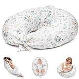 Stillkissen Schwangerschaftskissen zum Schlafen Seitenschläferkissen 165 x 70 cm - Lagerungskissen für Baby XXL Pregnancy Pillow Oeko-Tex Weiß mit E